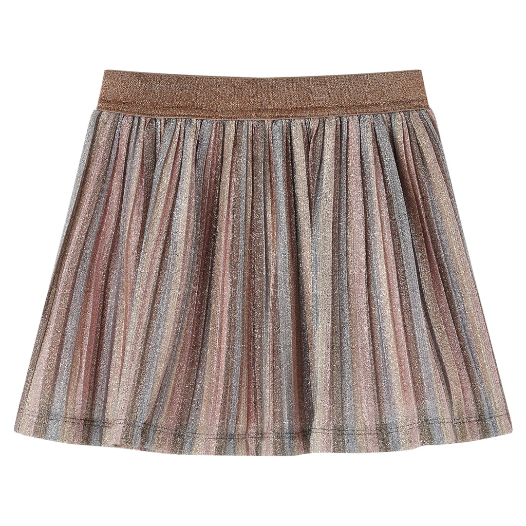 Girls' Pleated Skirt with Glitter Brown and Pink 92