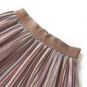 Girls' Pleated Skirt with Glitter Brown and Pink 92