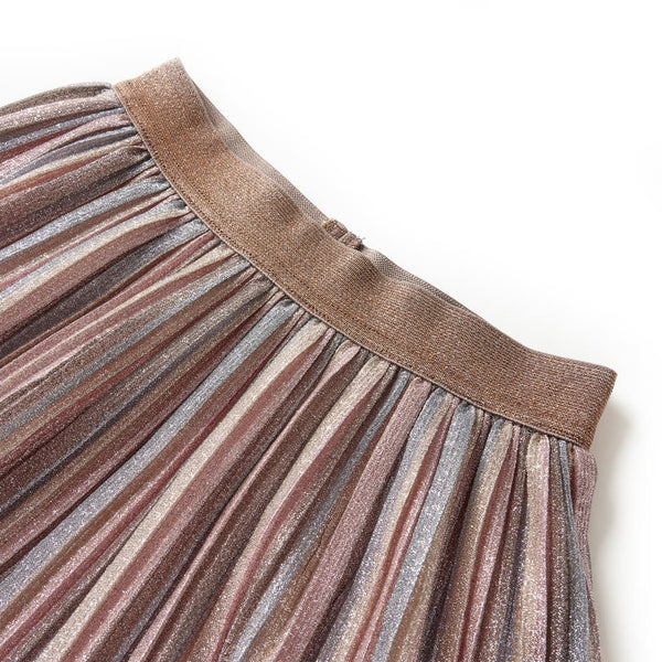 Girls' Pleated Skirt with Glitter Brown and Pink 92