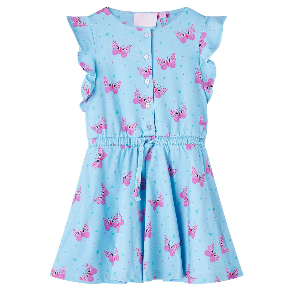 Girls' Dress with Buttons Sleeveless Blue 128