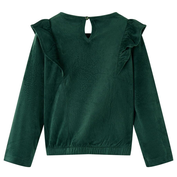 Kids' Ruffled Blouse Dark Green 116