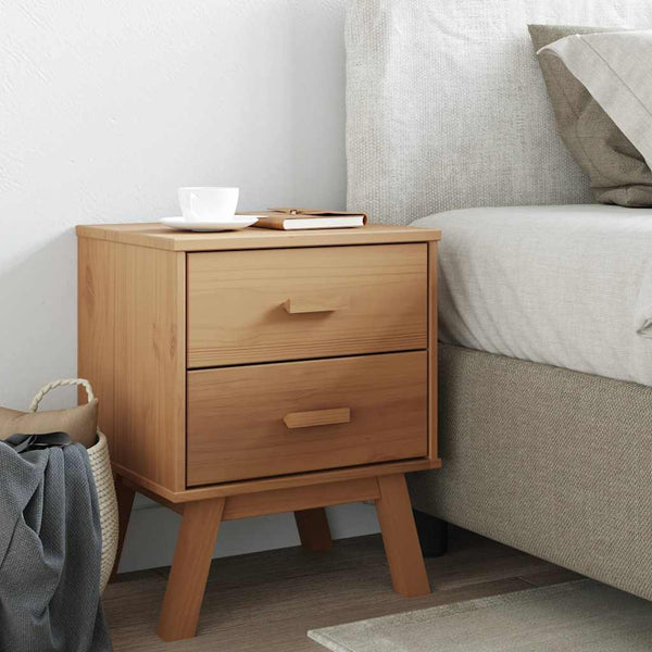 vidaXL Bedside Cabinet OLDEN Brown Solid Pine Wood