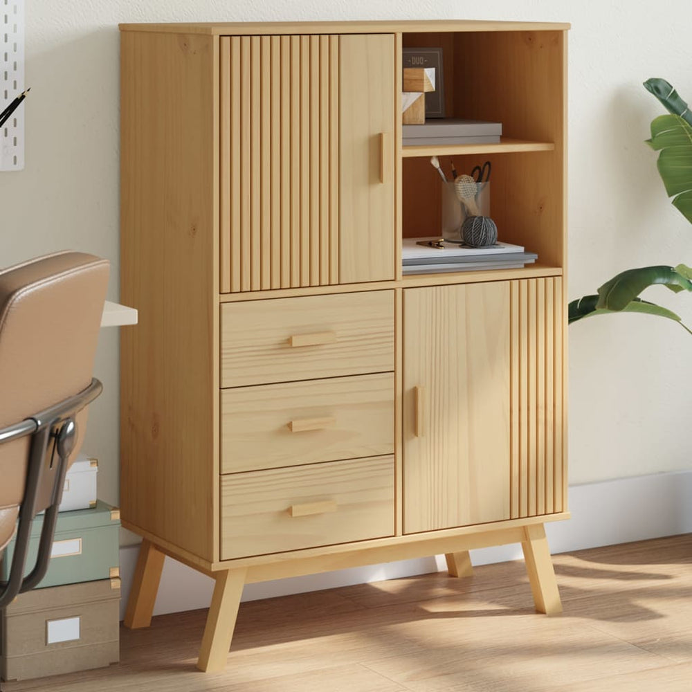 vidaXL Highboard OLDEN Brown 85x43x125 cm Solid Pine Wood