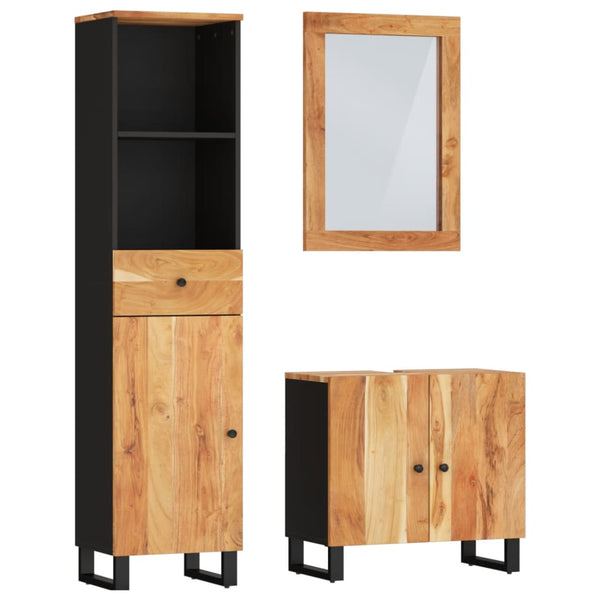 vidaXL 3-Piece Bathroom Furniture Set Solid Acacia Wood