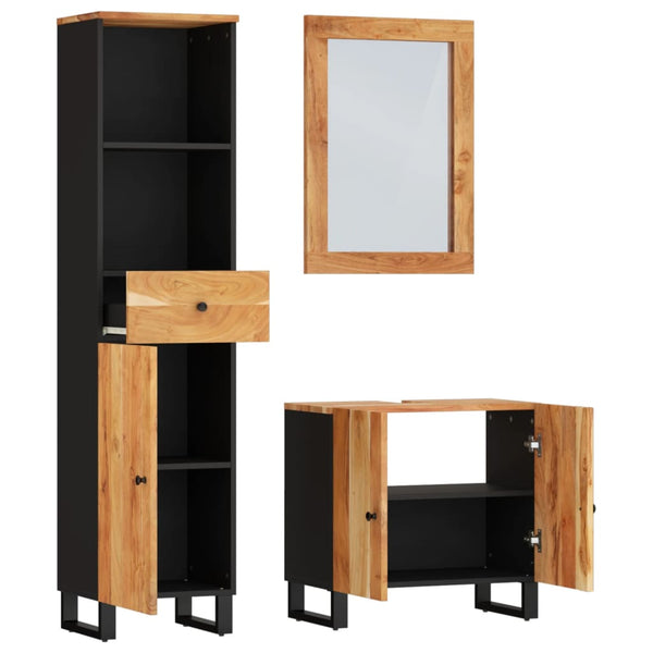 vidaXL 3-Piece Bathroom Furniture Set Solid Acacia Wood