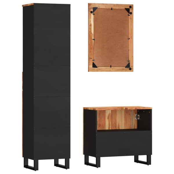 vidaXL 3-Piece Bathroom Furniture Set Solid Acacia Wood