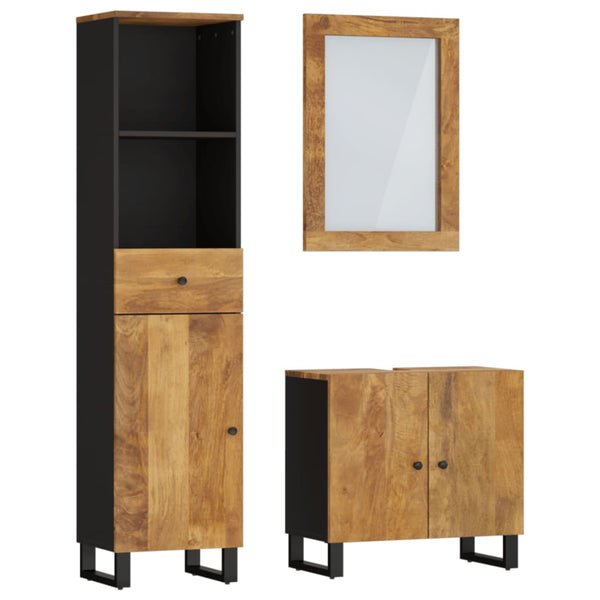 vidaXL 3-Piece Bathroom Furniture Set Solid Mango Wood