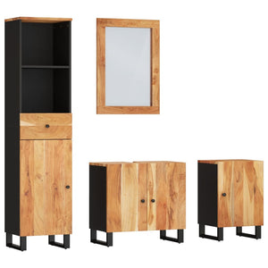 vidaXL 4-Piece Solid Acacia Wood Bathroom Furniture Set