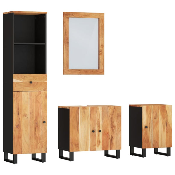 vidaXL 4-Piece Solid Acacia Wood Bathroom Furniture Set