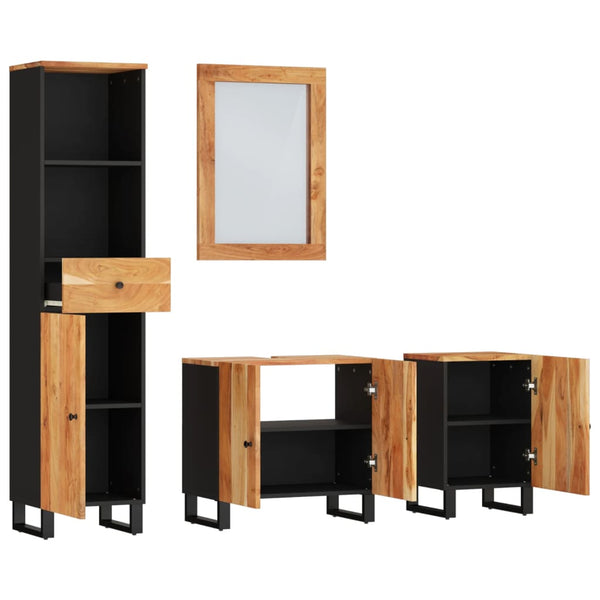 vidaXL 4-Piece Solid Acacia Wood Bathroom Furniture Set
