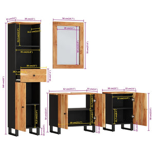 vidaXL 4-Piece Solid Acacia Wood Bathroom Furniture Set