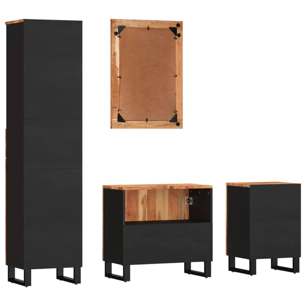 vidaXL 4-Piece Solid Acacia Wood Bathroom Furniture Set