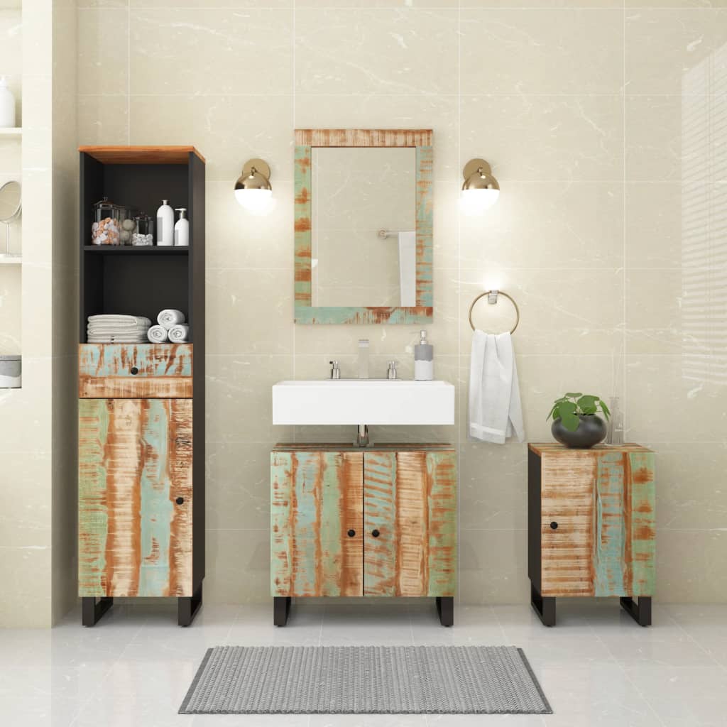 vidaXL 4-Piece Bathroom Furniture Set Solid Reclaimed Wood
