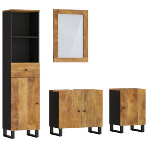 vidaXL 4-Piece Solid Mango Wood Bathroom Furniture Set