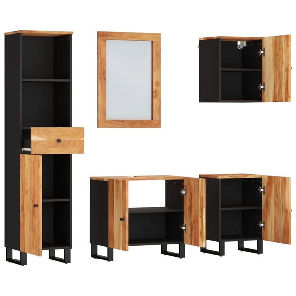 vidaXL 5-Piece Acacia Solid Wood Bathroom Furniture Set