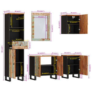 vidaXL 5-Piece Bathroom Furniture Set Solid Reclaimed Wood