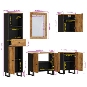 vidaXL 5-piece Bathroom Cabinet Set Solid Mango Wood