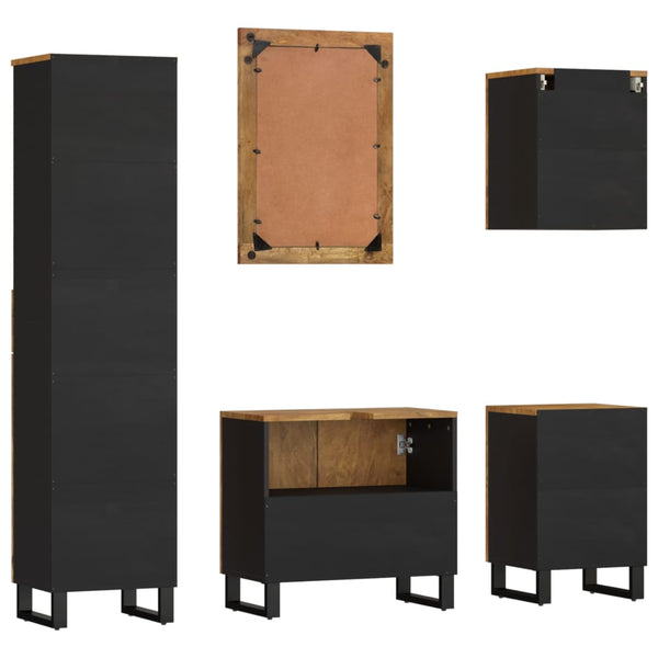vidaXL 5-piece Bathroom Cabinet Set Solid Mango Wood