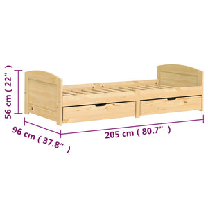 vidaXL Day Bed with 2 Drawers IRUN 90x200 cm Solid Pine Wood