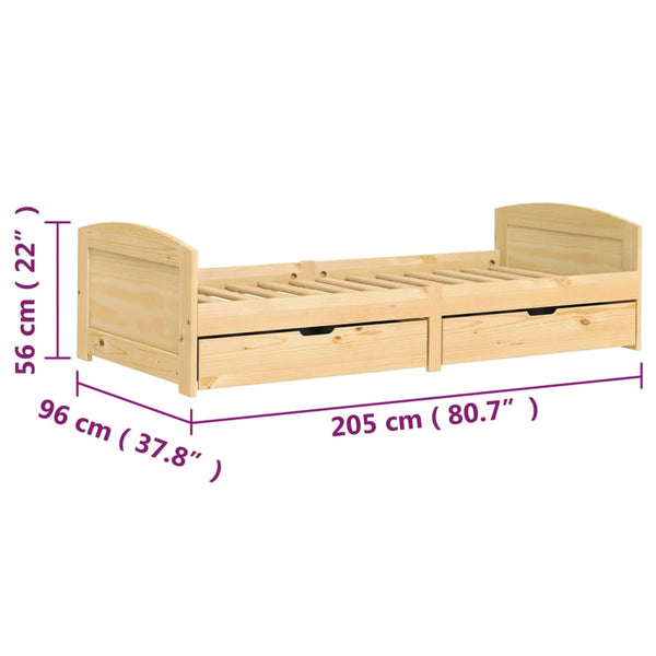 vidaXL Day Bed with 2 Drawers IRUN 90x200 cm Solid Pine Wood