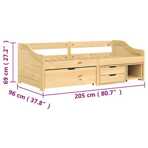 vidaXL Daybed with 3 Drawers IRUN 90x200 cm Solid Pine Wood