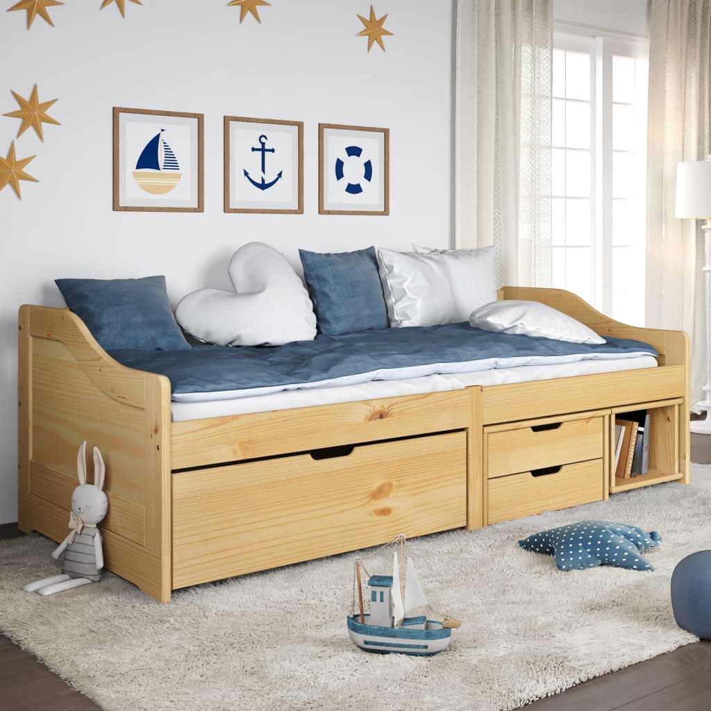 vidaXL Daybed with 3 Drawers IRUN 90x200 cm Solid Pine Wood