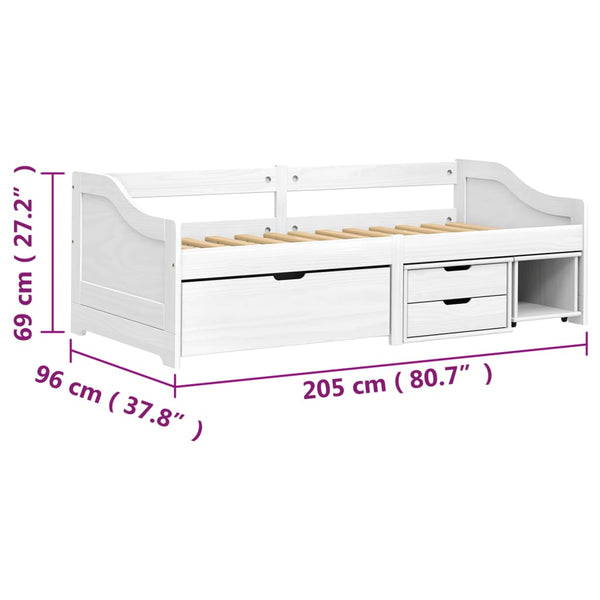 vidaXL Day Bed with 3 Drawers IRUN White 90x200cm Solid Pine Wood