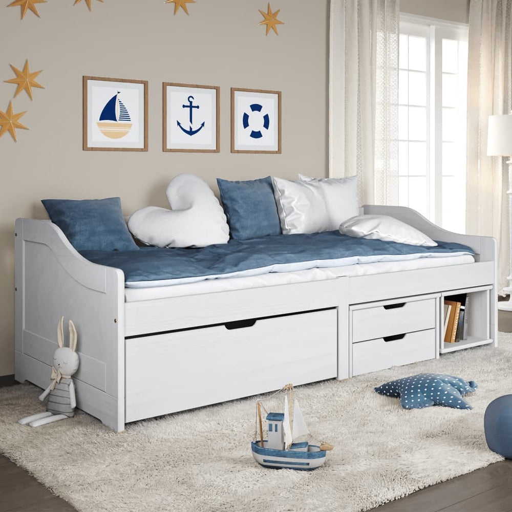 vidaXL Day Bed with 3 Drawers IRUN White 90x200cm Solid Pine Wood