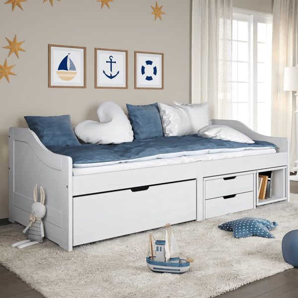 vidaXL Day Bed with 3 Drawers IRUN White 90x200cm Solid Pine Wood