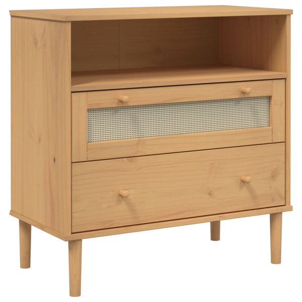 vidaXL Sideboard SENJA Rattan-Look Brown 80x40x80 cm Solid Pine
