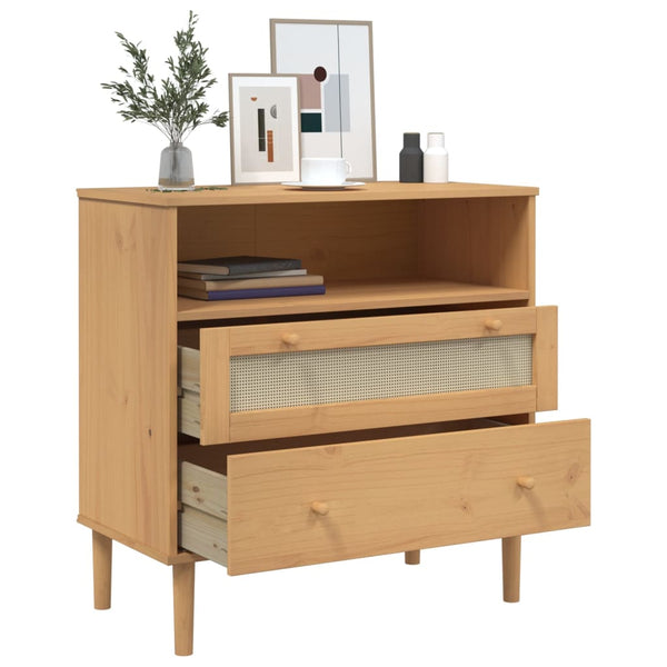 vidaXL Sideboard SENJA Rattan-Look Brown 80x40x80 cm Solid Pine