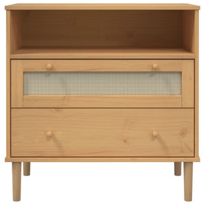 vidaXL Sideboard SENJA Rattan-Look Brown 80x40x80 cm Solid Pine