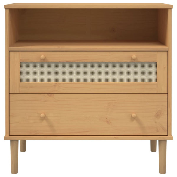 vidaXL Sideboard SENJA Rattan-Look Brown 80x40x80 cm Solid Pine