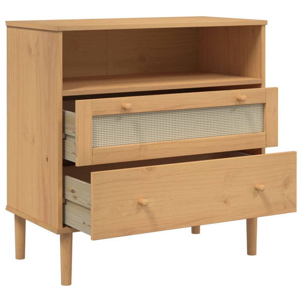 vidaXL Sideboard SENJA Rattan-Look Brown 80x40x80 cm Solid Pine