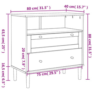 vidaXL Sideboard SENJA Rattan-Look Brown 80x40x80 cm Solid Pine