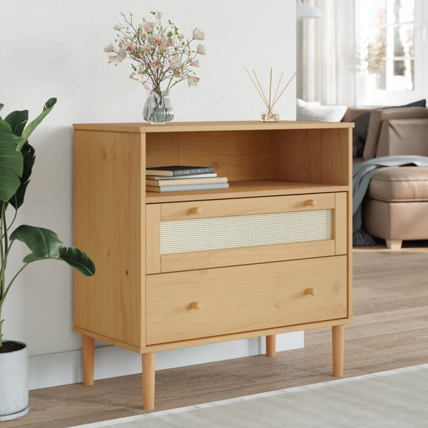 vidaXL Sideboard SENJA Rattan-Look Brown 80x40x80 cm Solid Pine