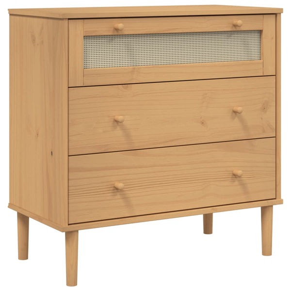 vidaXL Chest of Drawers SENJA Rattan-Look Brown 80x40x80 Pine Wood