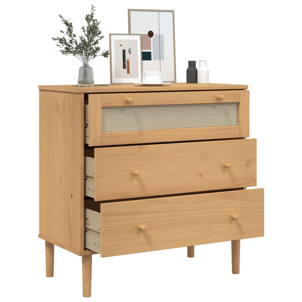 vidaXL Chest of Drawers SENJA Rattan-Look Brown 80x40x80 Pine Wood