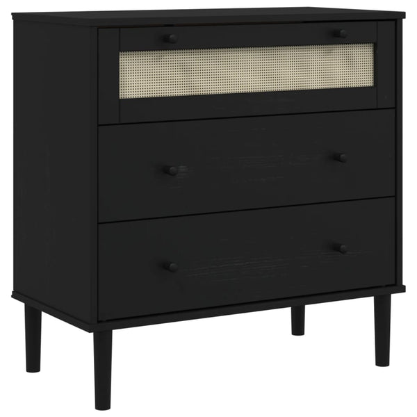 vidaXL Drawer Chest SENJA Rattan-Look Black 80x40x80 Pine Wood