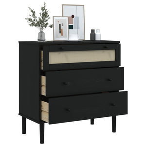 vidaXL Drawer Chest SENJA Rattan-Look Black 80x40x80 Pine Wood
