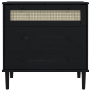 vidaXL Drawer Chest SENJA Rattan-Look Black 80x40x80 Pine Wood