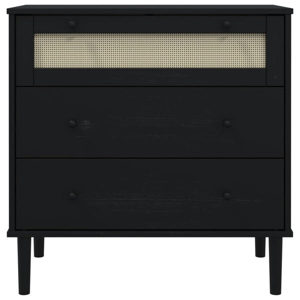 vidaXL Drawer Chest SENJA Rattan-Look Black 80x40x80 Pine Wood