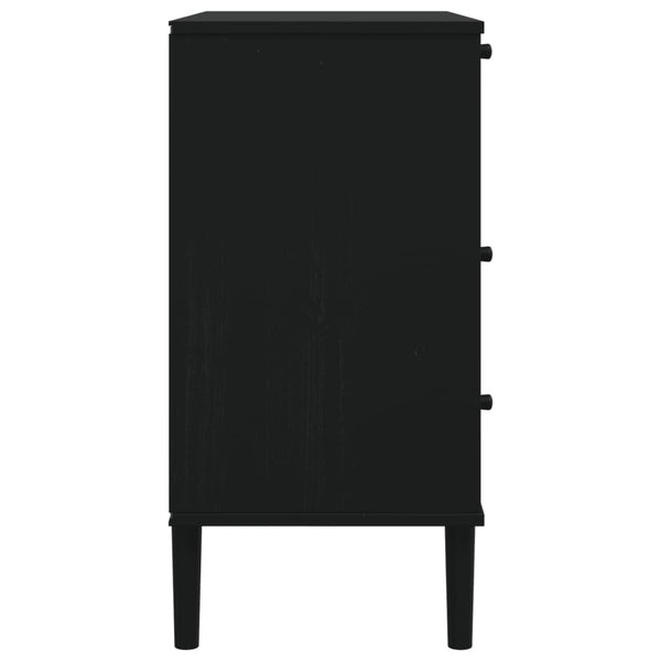 vidaXL Drawer Chest SENJA Rattan-Look Black 80x40x80 Pine Wood