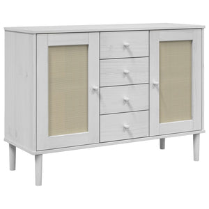 vidaXL Sideboard SENJA Rattan Look White 112x40x80 cm Pinewood