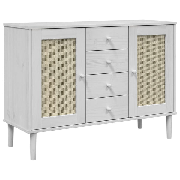 vidaXL Sideboard SENJA Rattan Look White 112x40x80 cm Pinewood