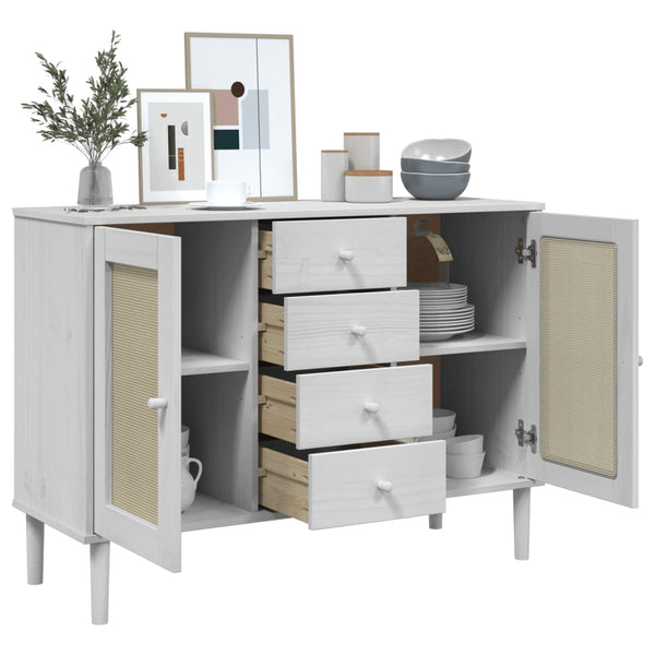 vidaXL Sideboard SENJA Rattan Look White 112x40x80 cm Pinewood