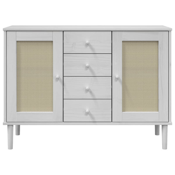 vidaXL Sideboard SENJA Rattan Look White 112x40x80 cm Pinewood
