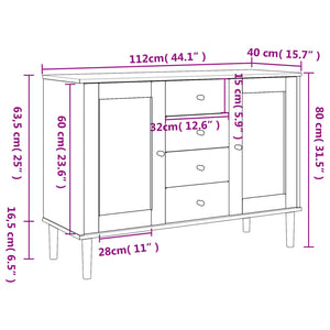 vidaXL Sideboard SENJA Rattan Look White 112x40x80 cm Pinewood