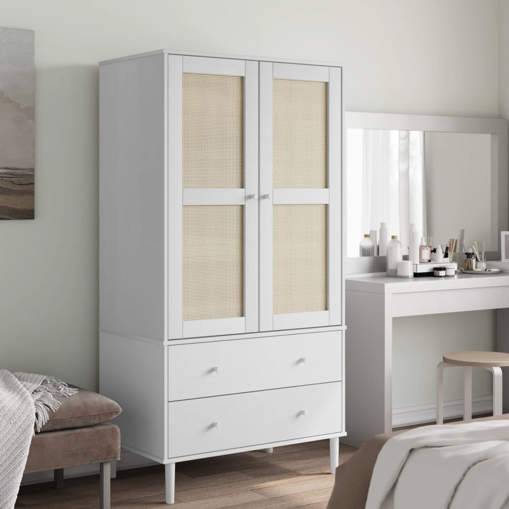 vidaXL Wardrobe SENJA Rattan Look White 90x55x175 cm Pine Wood