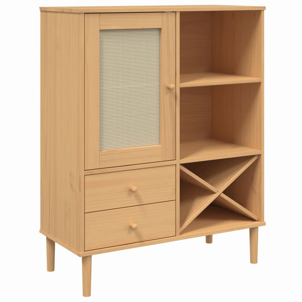 vidaXL Highboard SENJA Rattan Look Brown 90x40x112 cm Pine Wood